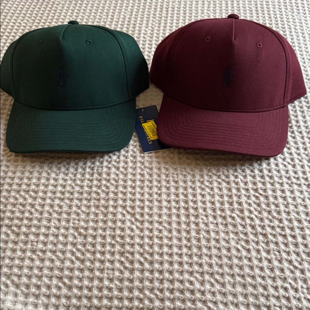 Polo Green and Burgundy Baseball Caps